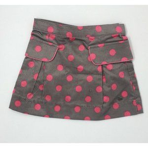 Petit Lem Girls Velour Brown and Pink Polka Dot Mini Skirt
